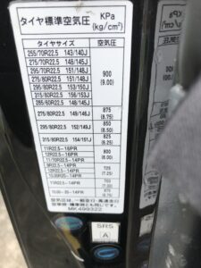 タイヤ空気圧